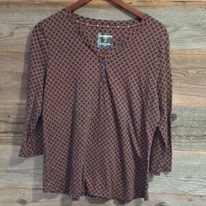 Liz Claiborne Women's Black and Orange Geometric Blouse #3
